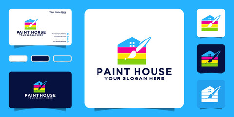 paint house logo design inspiration and brushes template and business card design