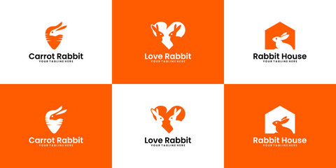 Naklejka na ściany i meble a collection of love rabbit logo design inspiration, rabbit house and pet shop