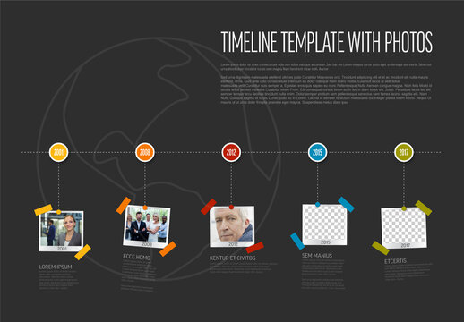 Dark Infographic Photo Snapshots Timeline Layout