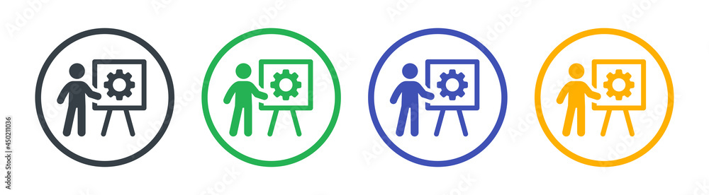 Poster Business development icon. Developer presenting project icon vector illustration.