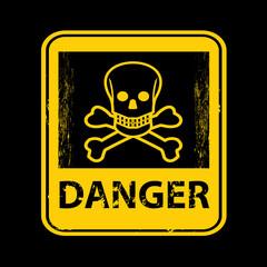 danger skull sign label vector