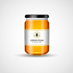 Honey jar mock up, Product placement label design.Vector illustration