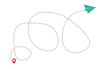 Airplane routes. Travel vector icon. Travel from start point 