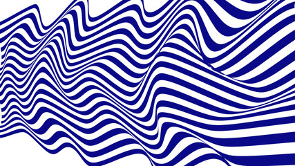 Illustration of abstract line wave background. Blue and white curved line stripe optical art wave abstract background. Blue wavy lines pattern. 