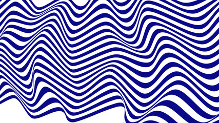 Illustration of abstract line wave background. Blue and white curved line stripe optical art wave abstract background. Blue wavy lines pattern. Perfect for Wall decoration, poster, banner etc. 
