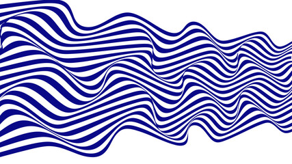 Illustration of abstract line wave background. Blue and white curved line stripe optical art wave abstract background. Blue wavy lines pattern. Perfect for Wall decoration, poster, banner etc. 
