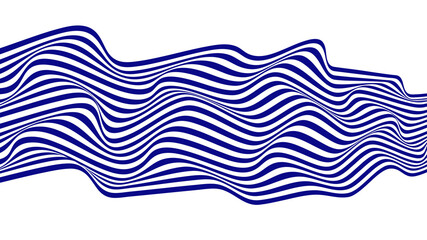 Illustration of abstract line wave background. Blue and white curved line stripe optical art wave abstract background. Blue wavy lines pattern. Perfect for Wall decoration, poster, banner etc. 
