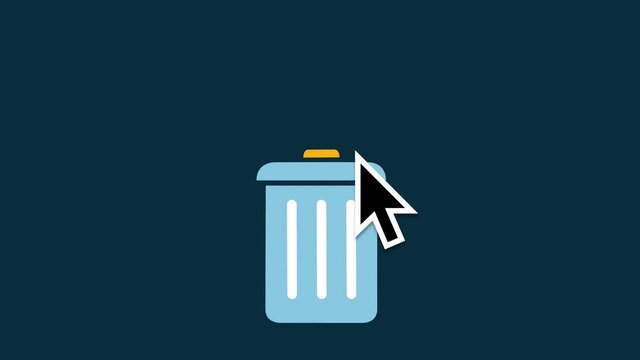 Mouse cursor throws garbage in trash bin. Animation rendered MOV alpha channel