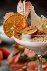 Delicious fresh strawberry smoothie. Summer fresh dessert