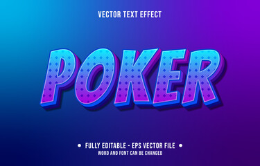 Editable text effect gradient purple and blue poker style