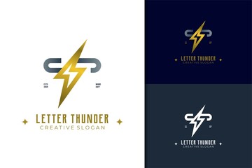 Obraz na płótnie Canvas Elegant logo letter T with Thunder
