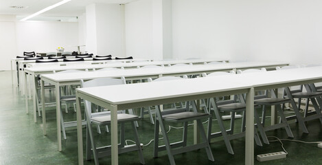 White interior of modern office conference hall