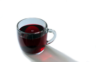 Hibiscus tea cup on white background.