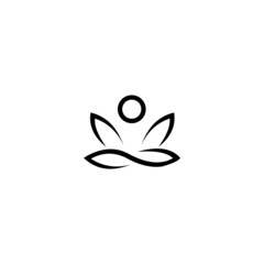 Abstract yoga human linear logo Thread person flower balance logotype vector
