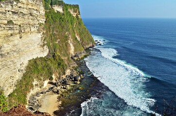 uluwatu means rock upstream. is a famous tourist attraction in Bali, Indonesia