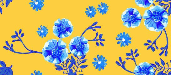 Beautiful seamless floral pattern with watercolor hand drawn. vector design for fashion, fabric, wallpaper and all prints on background earth tone color.