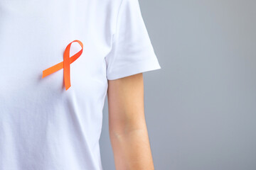 Orange Ribbon for Leukemia, Kidney cancer day, world Multiple Sclerosis, CRPS, Self Injury...