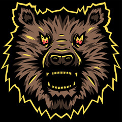 Bear head from wild animals vector set