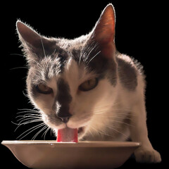 gato tomando agua