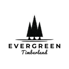 Rustic Retro Vintage Hemlock, Evergreen, Pines, Spruce, Cedar trees logo design
