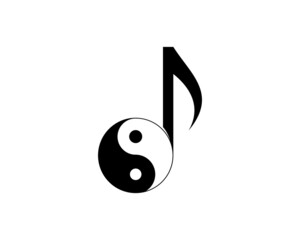 Music note with yin and yang symbol logo