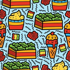 food pattern designs illustration, for clothing, wallpapers, backgrounds, posters, books, banners and more