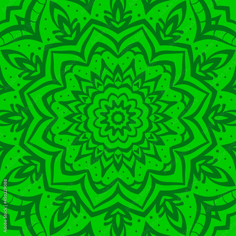 Poster abstract green mandala texture background vector design element