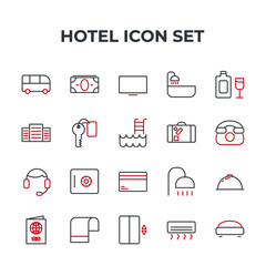 hotel set icon, isolated hotel set sign icon, vector illustration