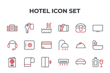 hotel set icon, isolated hotel set sign icon, vector illustration