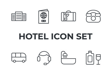 hotel set icon, isolated hotel set sign icon, vector illustration