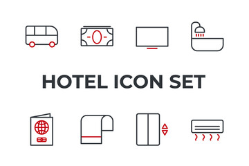 hotel set icon, isolated hotel set sign icon, vector illustration