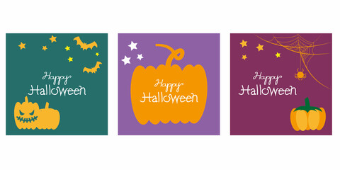 Set of Halloween vector template. Decorative Halloween illustration for SNS, Cover, graphics and banner design.
Square frame design for Happy Halloween.