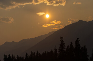 A Smoky Sunset in Banff National Park
