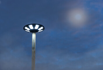 High poles using solar cells in the garden.