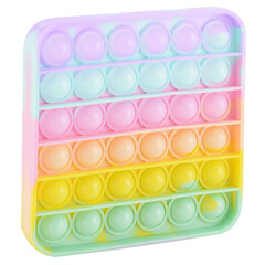 Pop it silicone rainbow anti-stress toy isolated on white background. Simple dimple, popular modern stress relief toys for adults and children. Fidget kid toy, Pop Bubble Fidget