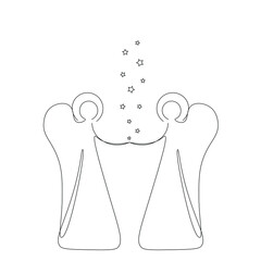 Christmas angels with stars vector illustration