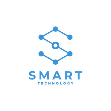 Smart Technology logo design, Initial Letter S with Tech symbol logo design