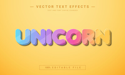 3d editable unicorn text effect design  Vector