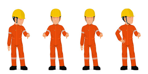 set of industrial worker is pointing down © heavypong