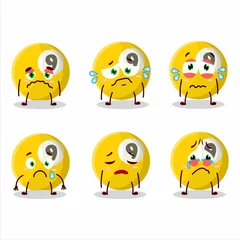 Fotobehang Billiards ball cartoon character with sad expression © kongvector