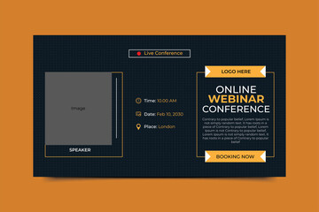 Online business conference announcement banner. Web banner template design with vector