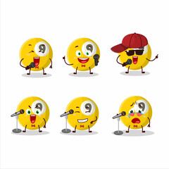 A Cute Cartoon design concept of billiards ball singing a famous song