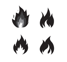 Fire flame icon. Hot flame energy on white background. Set of campfire icon. Vector illustration