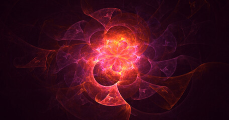 3D rendering abstract multicolor fractal light background