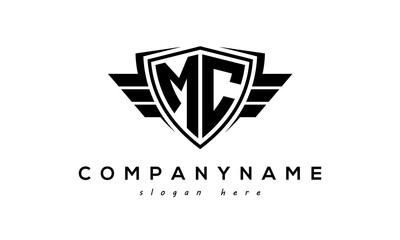  Wings shield letter MC logo vector