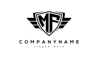  Wings shield letter MF logo vector