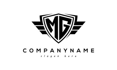 Wings shield letter MG logo vector