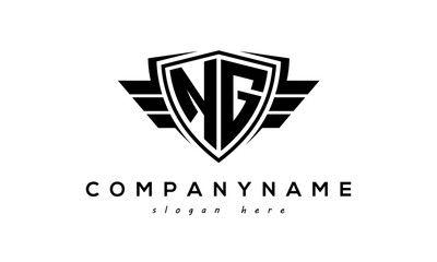 Wings shield letter NG logo vector