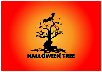 Halloween tree logo and icon design template12