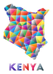 Kenya - colorful low poly country shape. Multicolor geometric triangles. Modern trendy design. Vector illustration.
